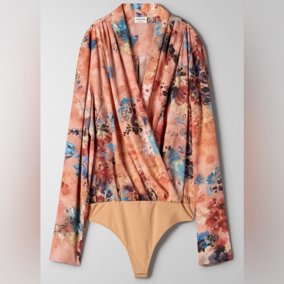 Babaton.  LONG FLORAL SLEEVES BODYSUIT - Picture 3 of 9